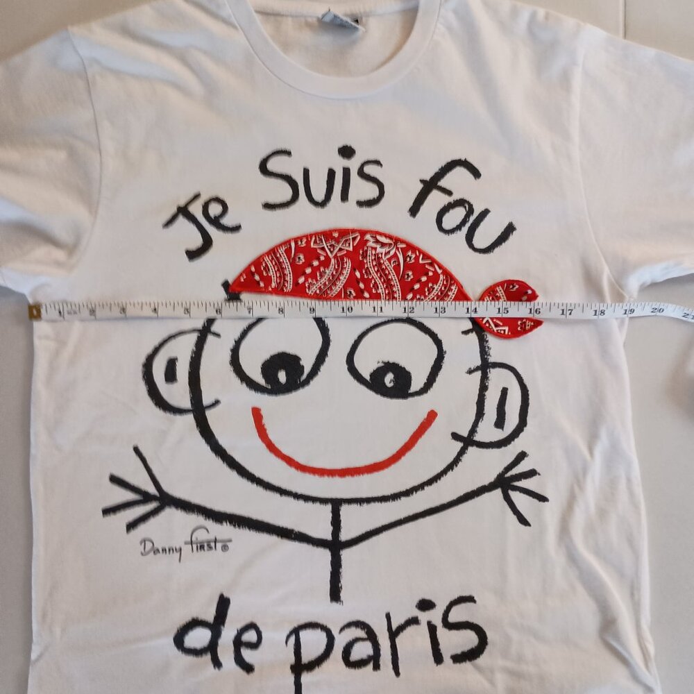 Vintage Men / Unisex Danny First TShirt Je Suis fou de Paris Size M - Picture 8 of 13